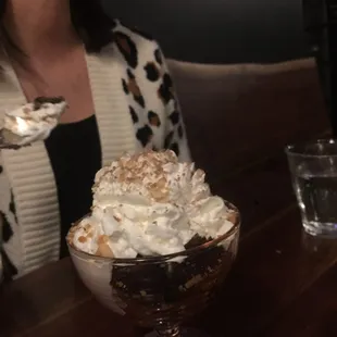 Burt Miso ice cream, on a cherry brownie.