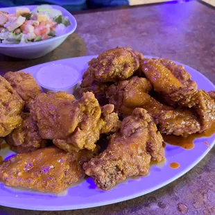  a plate of fried chicken