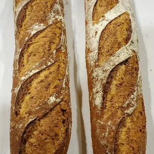 two long loafs of bread