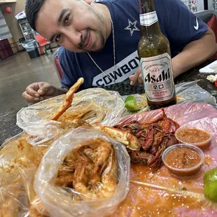 Crab, shrimp, crawfish, with a side order of fiancé