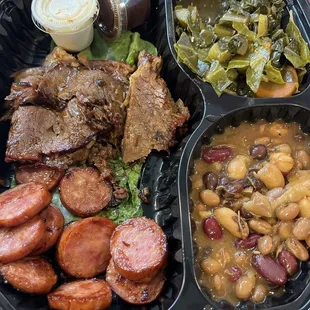 Open face brisket sausage