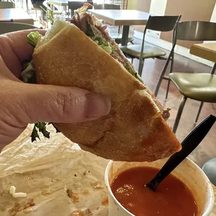 Half London broil/ tomato soup