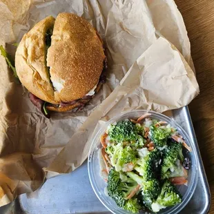 London broil and side of seasonal brocoli salad