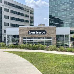 the front of the building