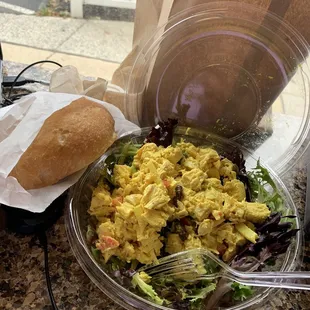 Mixed Greens Salad with 1 Topping - Curry Chicken salad