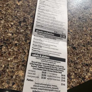 menu