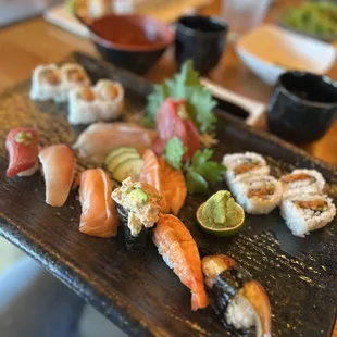 Chef&apos;s choice sashimi and sushi.