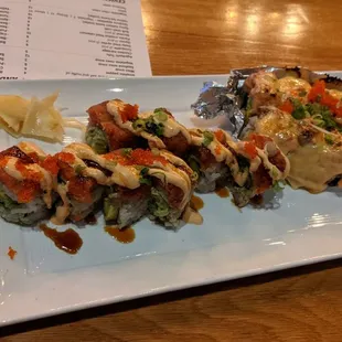 Baked salmon roll and Bon roll