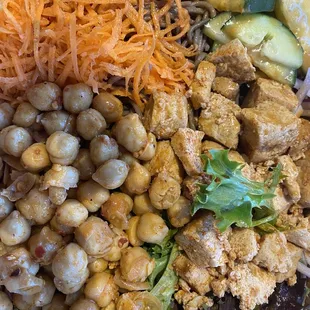Soba Noodles, Tofu, Chickpeas, peanut sauce