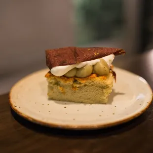 Sweet Potato chiffon cake - creme fraiche mousse (Tasting Menu)