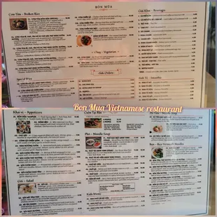 Bon Mua Vietnamese Restaurant- January 2022 menu at a glance