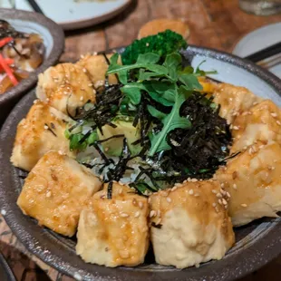 Tofu bowl ($13) - 4.5 stars. Lovely silky tofu with soft crisp layer. Tue dinner 2024-11-12