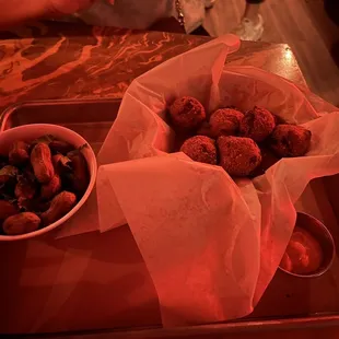 Boiled peanuts and hushpuppies