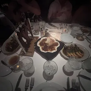 A round of appetizers (one of each on the menu)