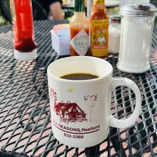 a cup of coffee on a table