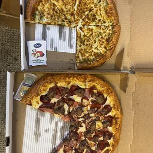 All Meat Pizza ,cheese pesto