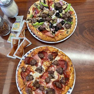 #13 All Meat Pizza, #4 Supreme Pizza