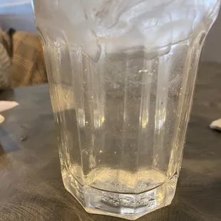 a glass of water on a table