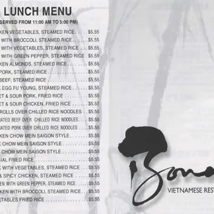 Bona's Lunch Specials  (Prices may be $0.50 higher)