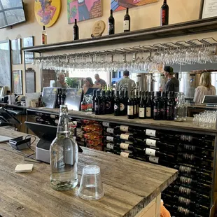 bottles of wine on shelves