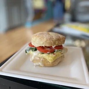 JUST &quot;egg&quot; sandwhich, added spinach and tomato