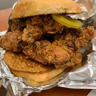 (If you&apos;re into close-ups.) The Southern: topped with pickles and honey.