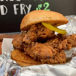 The Southern: topped with pickles and honey.