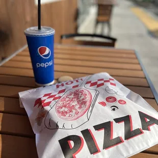 Vegetarian basil slice $4.99 + Small drink $2.99