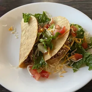 2 hard shell tacos with shredded beef a la carte