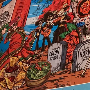 a mural of mexican food