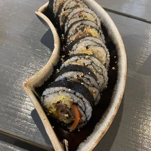 a plate of sushi