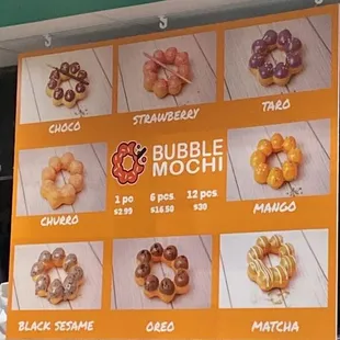 Bubble Mochi menu