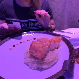 Salmon and mashed potatoes