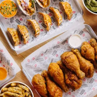 chicken wings and fried chicken, food