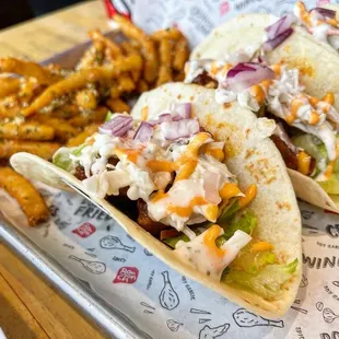 Spicy pork Korean Tacos