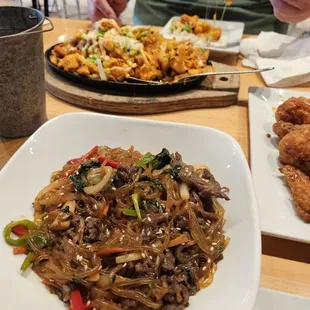 Bottom:  Japchae Top:  BulDak