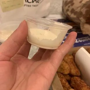 Thank you, Bonchon, for charging me $1 for this absolutely pathetic cup of ranch.