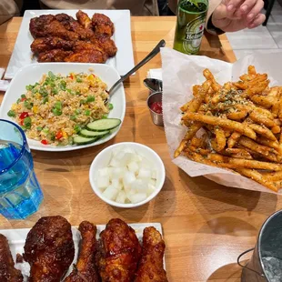 Fried Rice  Spicy  5 Pc Drums Garlic Seasoned French Fries Pickled Radish