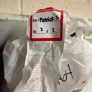 #2 of 2 order- bag filled of different ordered chicken