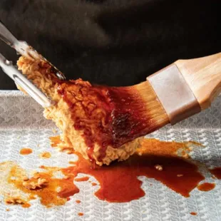 Soy garlic wings with side of pickled radish