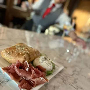 Garlic Bread with Prosciutto and Burrata. Delish!