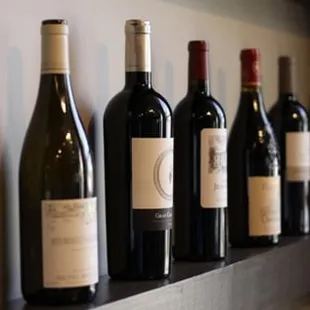 a row of wine bottles