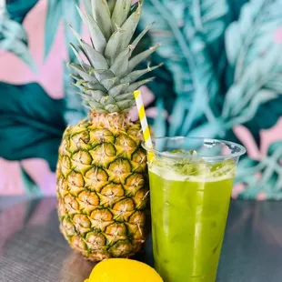 a pineapple and a lemonade