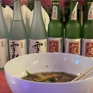 Beef noodle soup with imported sake