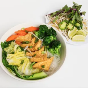 #17 Tofu Pho - a yummy option for Vegetarians! Tofu and mixed vegetables (bok choy, broccoli, carrots, and napa cabbage).