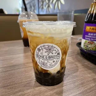 Brown sugar milk with boba