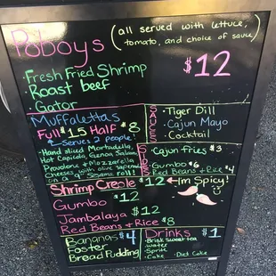 Their menu today