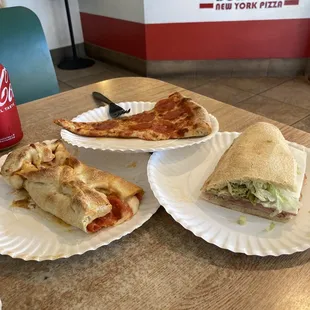 Left - Pepporoni happy roll Top - slice of pepperoni  Right - torpedo