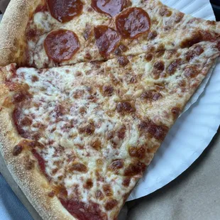 Pepperoni and cheese slices sold individually