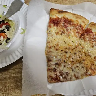 Combo 3: cheese slice, salad, drink ($10)